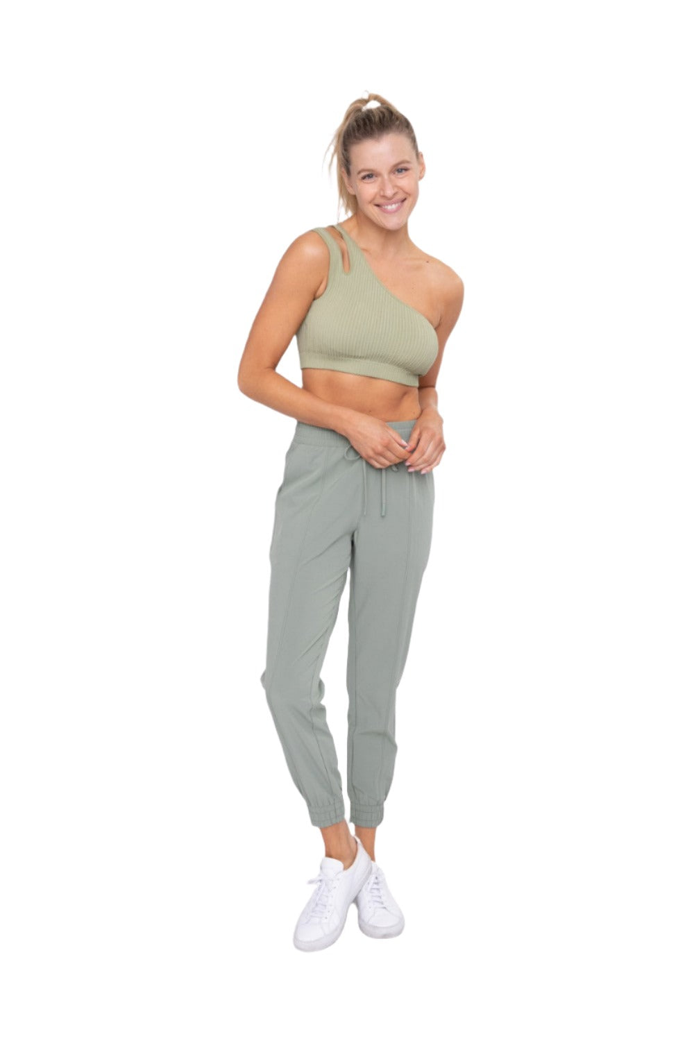 Mono B Seamless Double One Strap Bra AT-B0477 - Green 22 - Front Full View