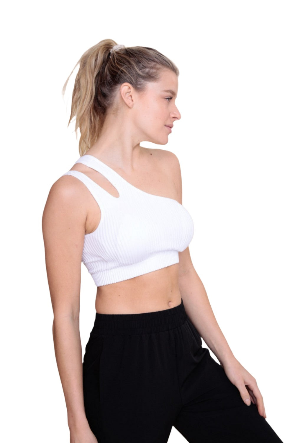 Mono B Seamless Double One Strap Bra AT-B0477 - White - Side View2