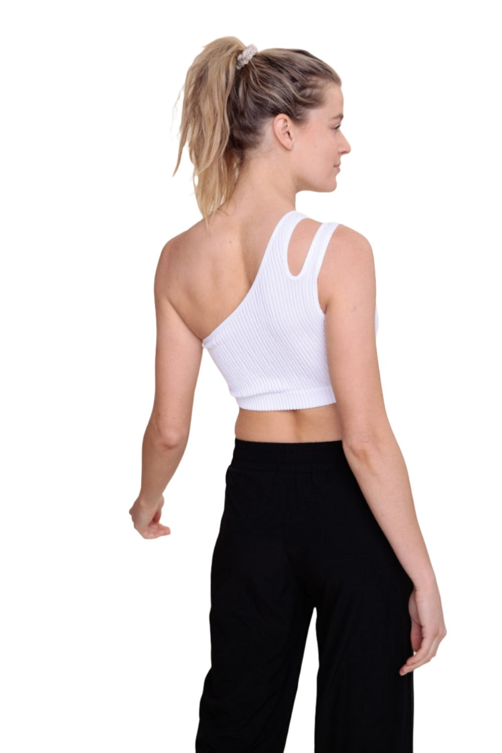 Mono B Seamless Double One Strap Bra AT-B0477 - White - Back View