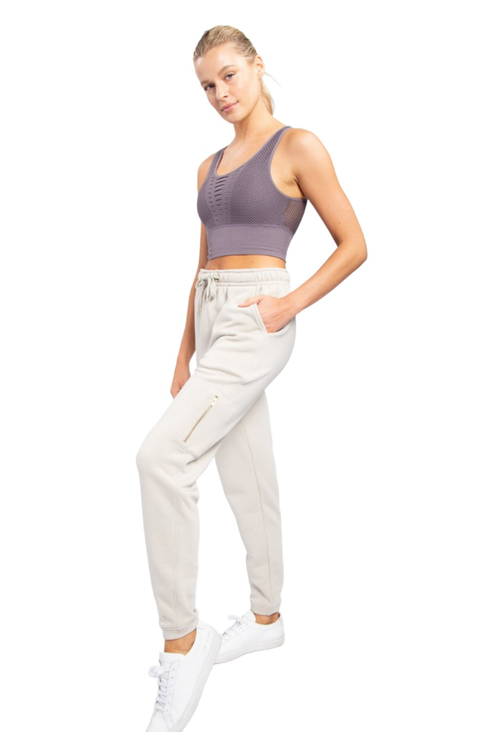 Mono B Laser Cut Sports Bra AT2249 - Arcane - Front Side View