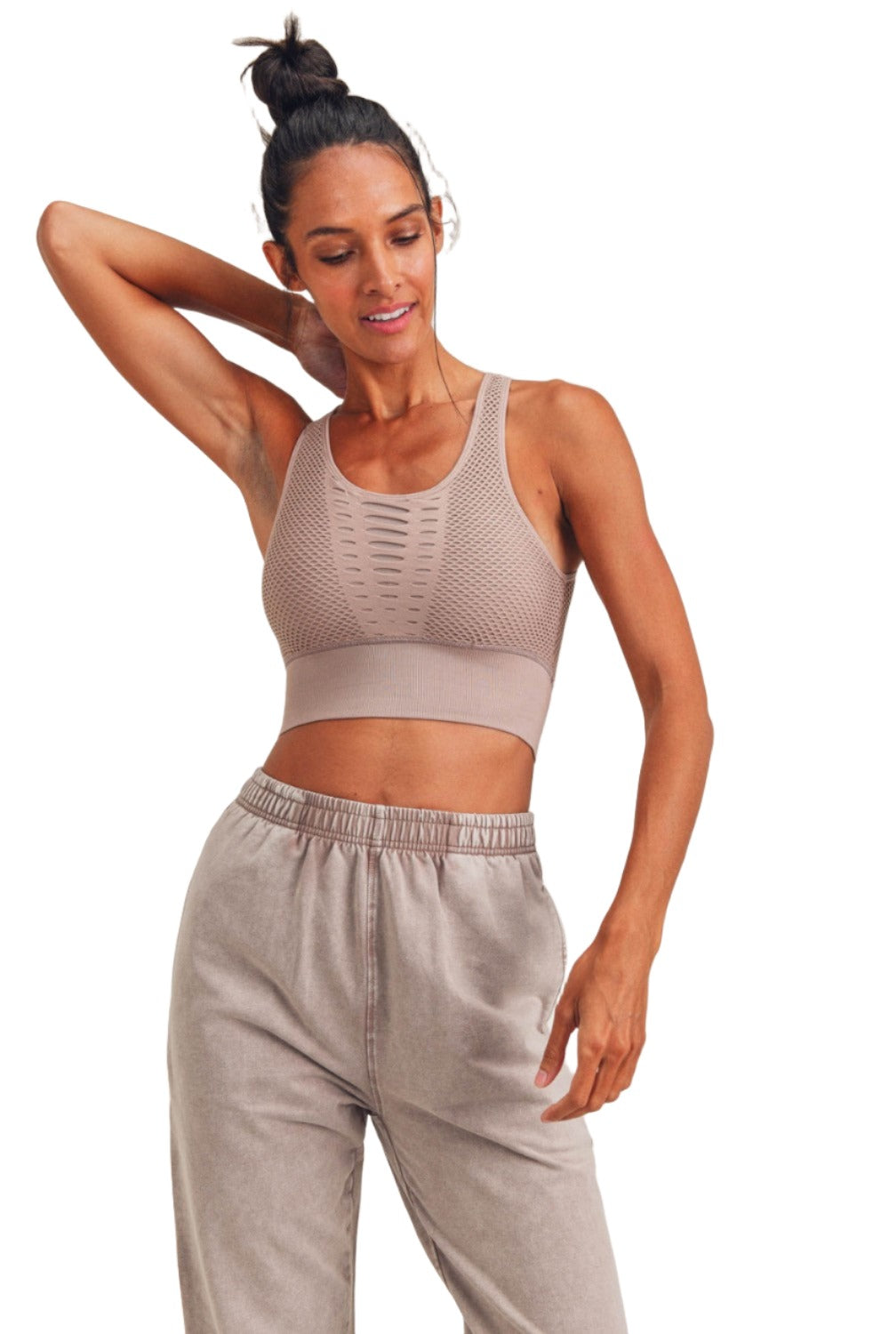 Mono B Laser Cut Sports Bra AT2249 - Iris - Front View