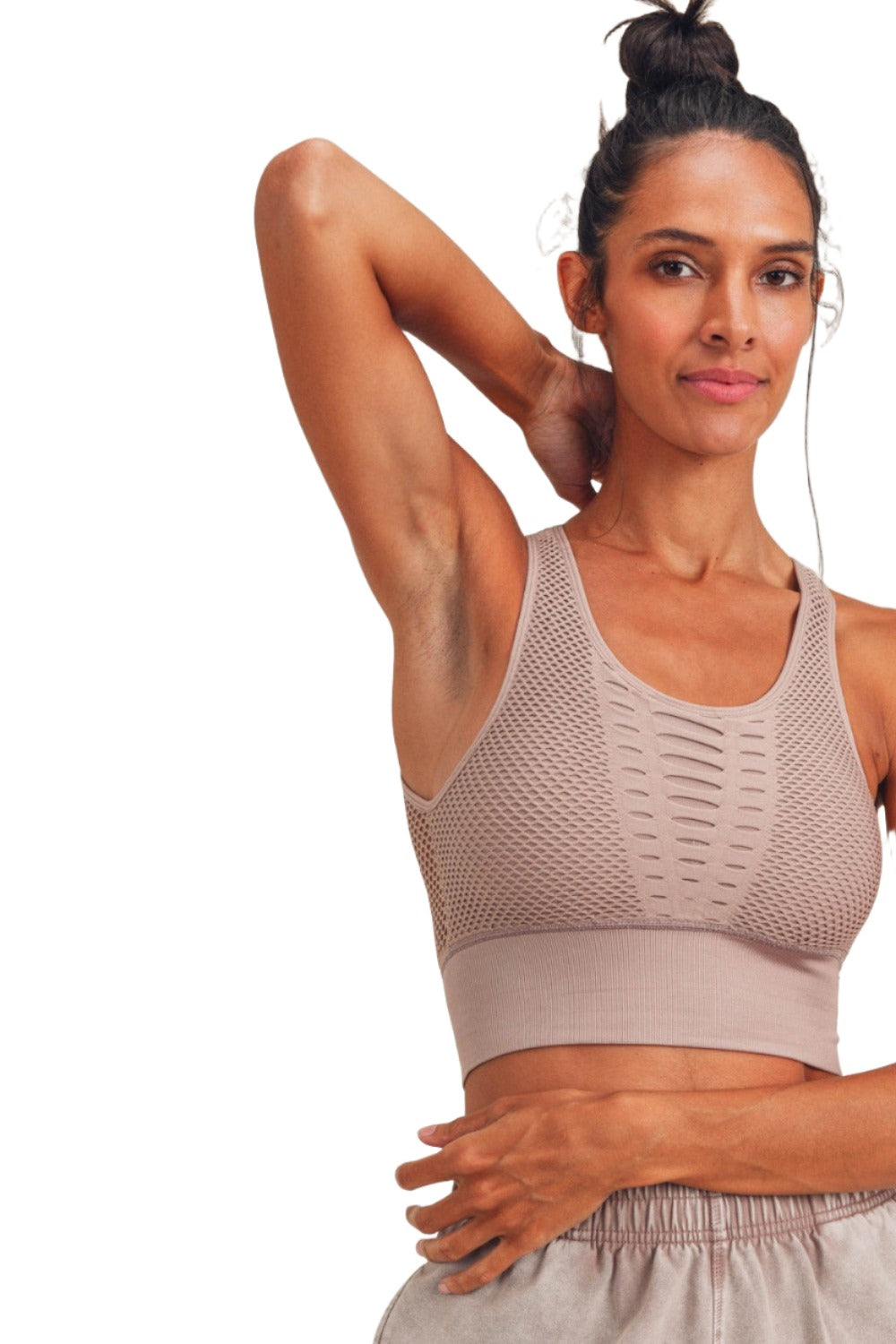 Mono B Laser Cut Sports Bra AT2249 - Iris - Rear View