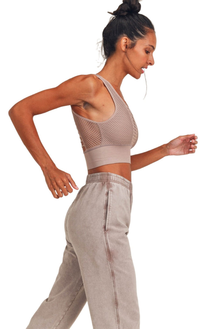 Mono B Laser Cut Sports Bra AT2249 - Iris - Side View