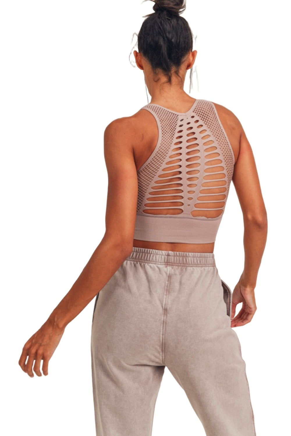 Mono B Laser Cut Sports Bra AT2249 - Iris - Back View