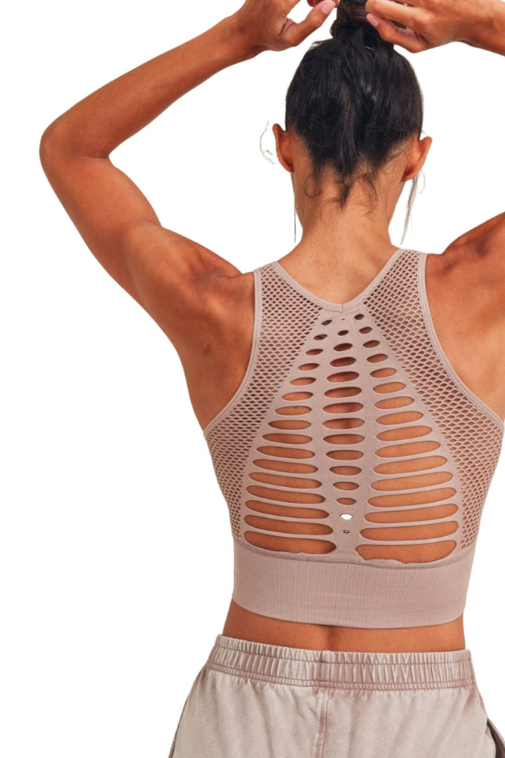 Mono B Laser Cut Sports Bra AT2249 - Iris - Back Rear View