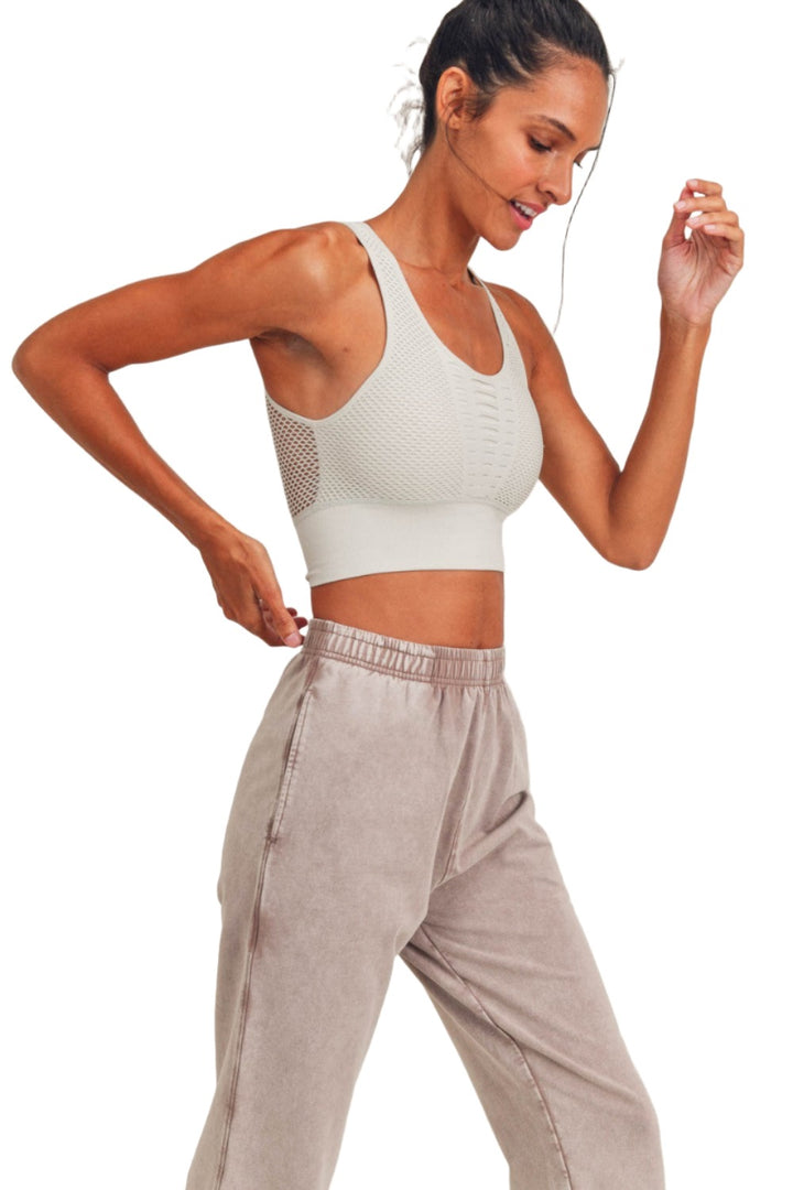 Mono B Laser Cut Sports Bra AT2249 - Mist - Side View