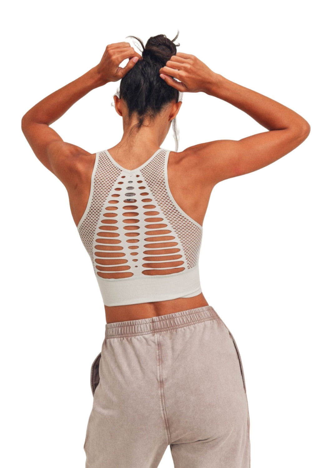 Mono B Laser Cut Sports Bra AT2249 - Mist - Back View