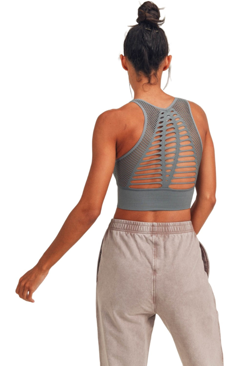 Mono B Laser Cut Sports Bra AT2249 - Sea - Back View