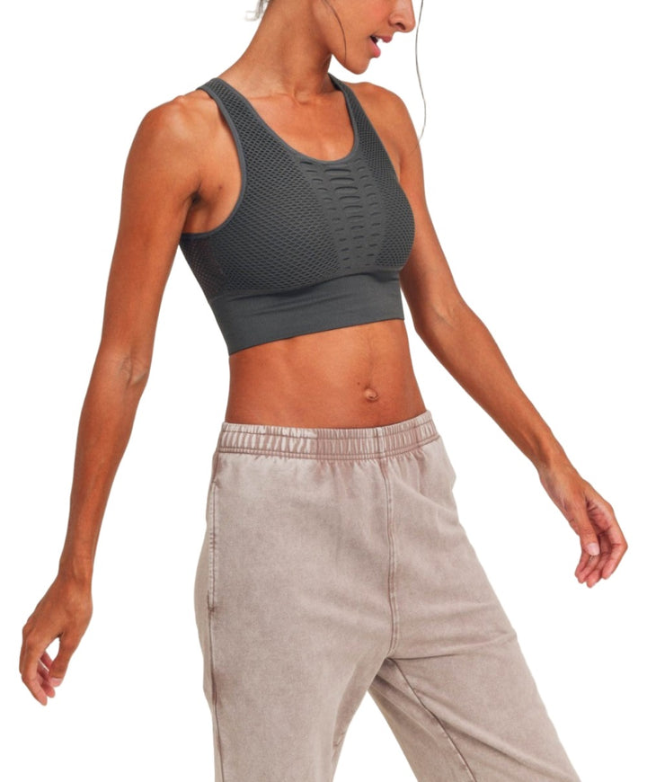 Mono B Laser Cut Sports Bra AT2249 - Sea - Side View