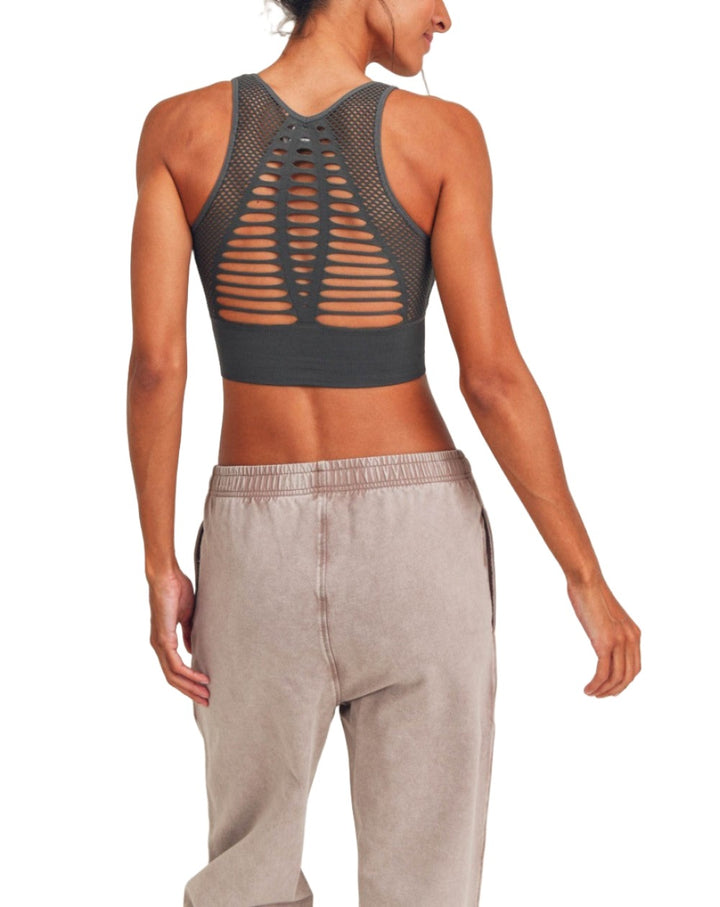 Mono B Laser Cut Sports Bra AT2249 - Sea - Back View