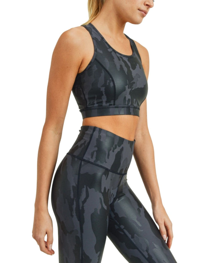 Mono B Camo Foil Mesh Back Sports Bra AT2730 - side view