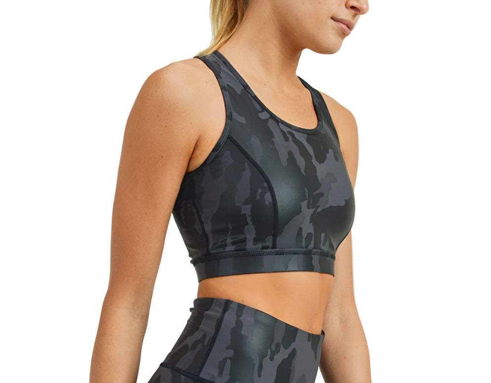 Mono B Camo Foil Mesh Back Sports Bra AT2730 - close view