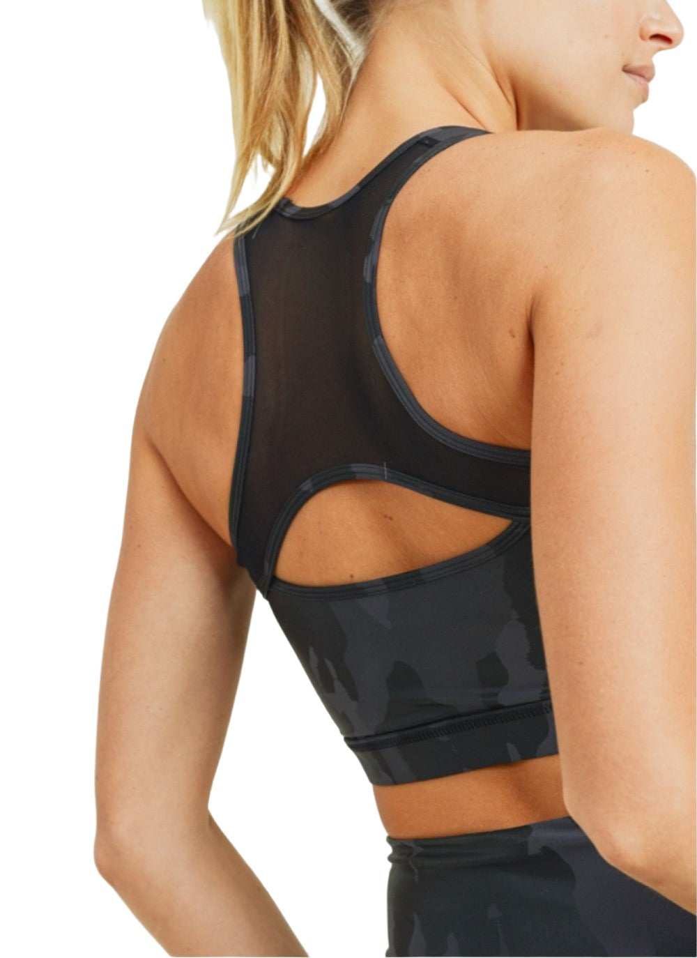 Mono B Camo Foil Mesh Back Sports Bra AT2730 - rear view
