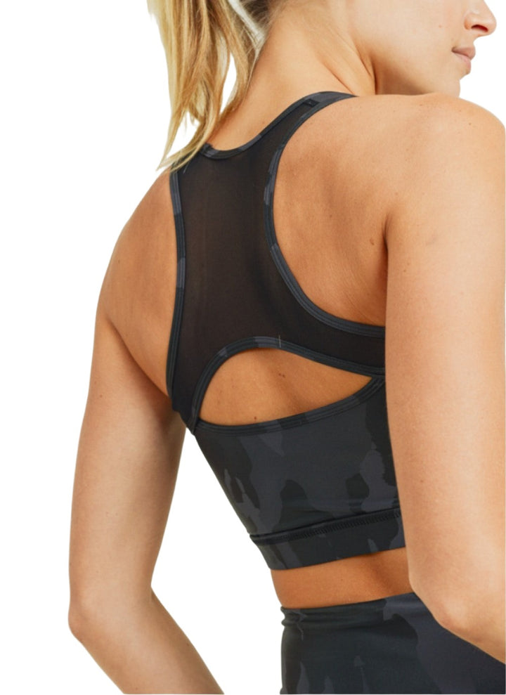 Mono B Camo Foil Mesh Back Sports Bra AT2730 - rear view
