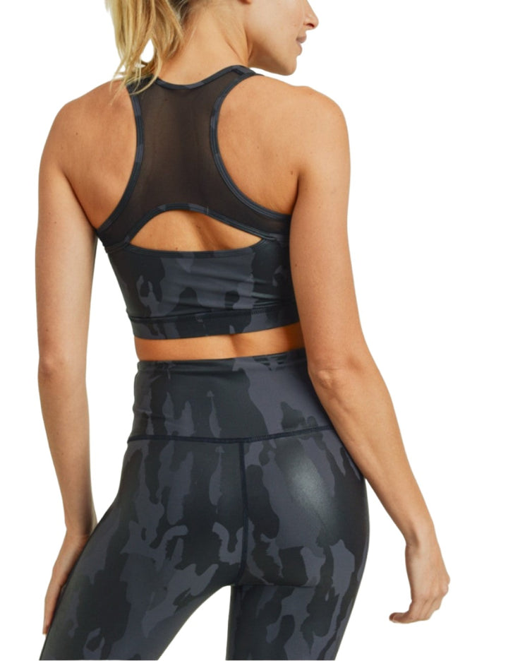 Mono B Camo Foil Mesh Back Sports Bra AT2730 - rear alt  view