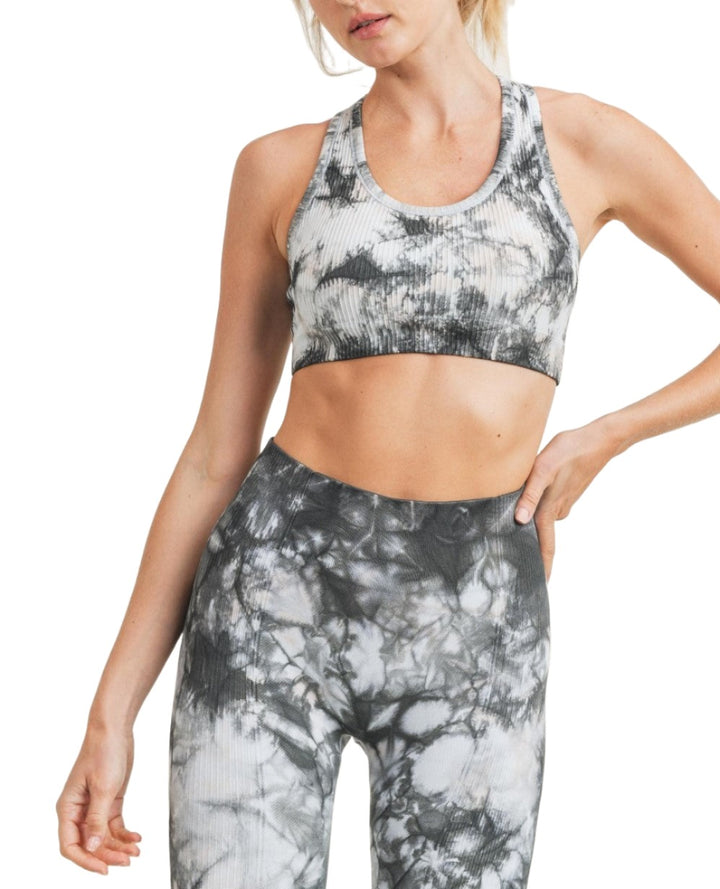 Mono B Glass Tie-Dye Seamless Ribbed Sports Bra AT3001 - front alt view 1
