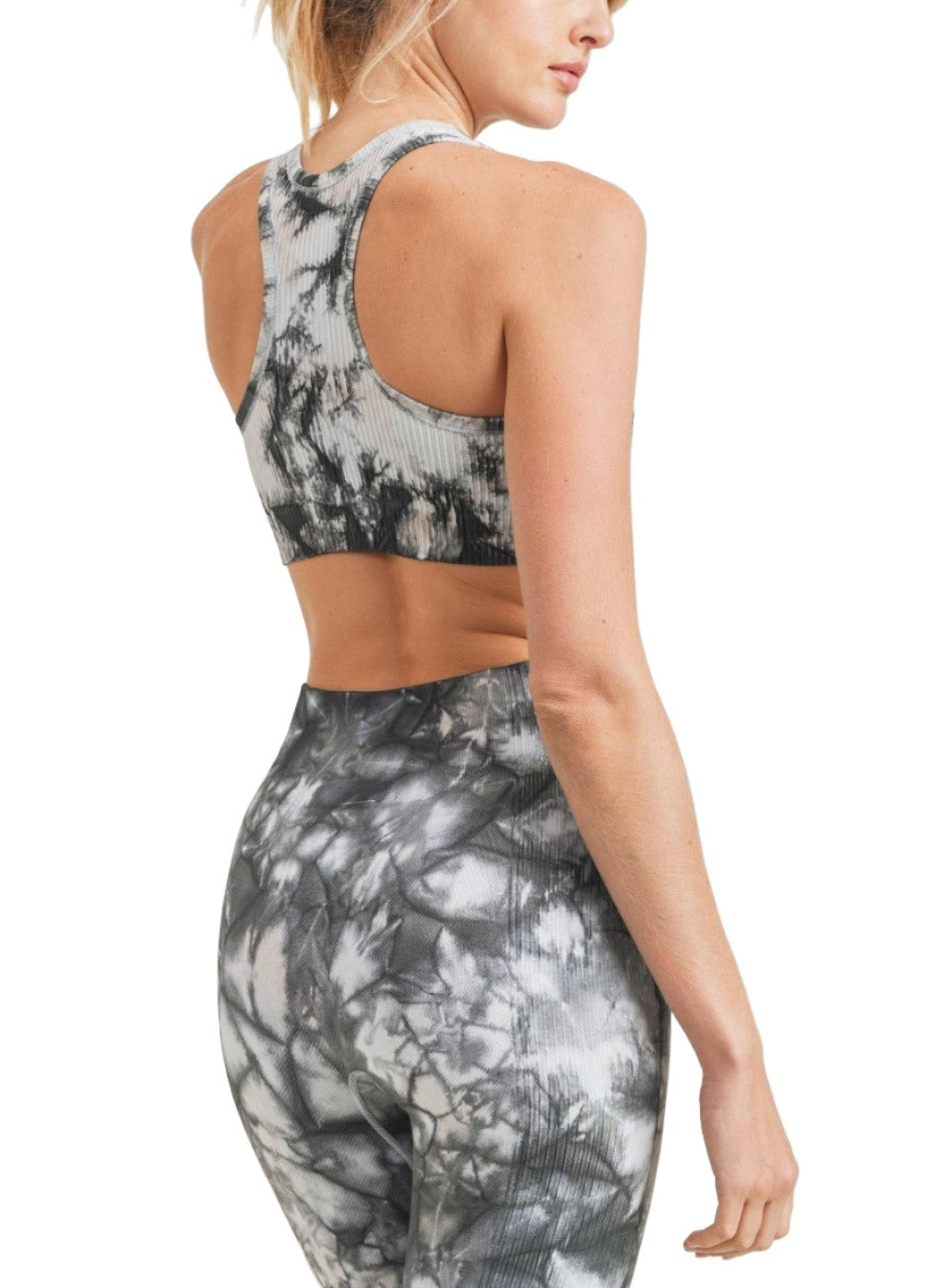 Mono B Glass Tie-Dye Seamless Ribbed Sports Bra AT3001 - rear view