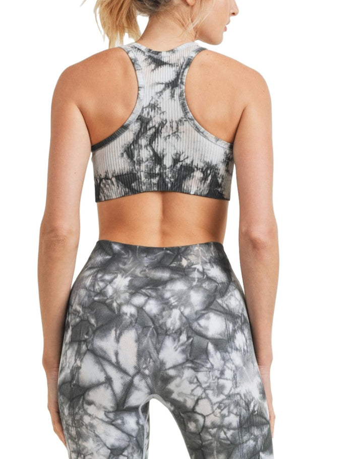 Mono B Glass Tie-Dye Seamless Ribbed Sports Bra AT3001 - rear alt view