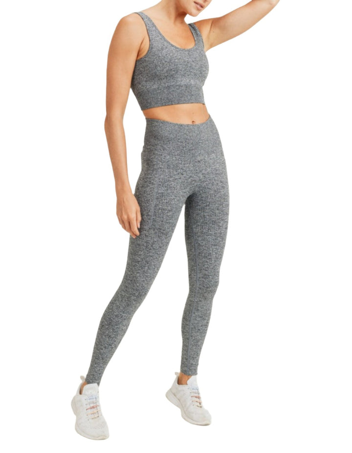 Mono B Seamless Hybrid Pocket Legging APH3042  -  Grey  -  front alt view 