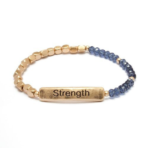 Splendid Iris Strength W/Navy Crystal Bracelet B2117 - Gold
