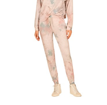 Vintage Havana Marble Tie Dye Hacci Jogger B8524 - Grey/Mauve - front view 