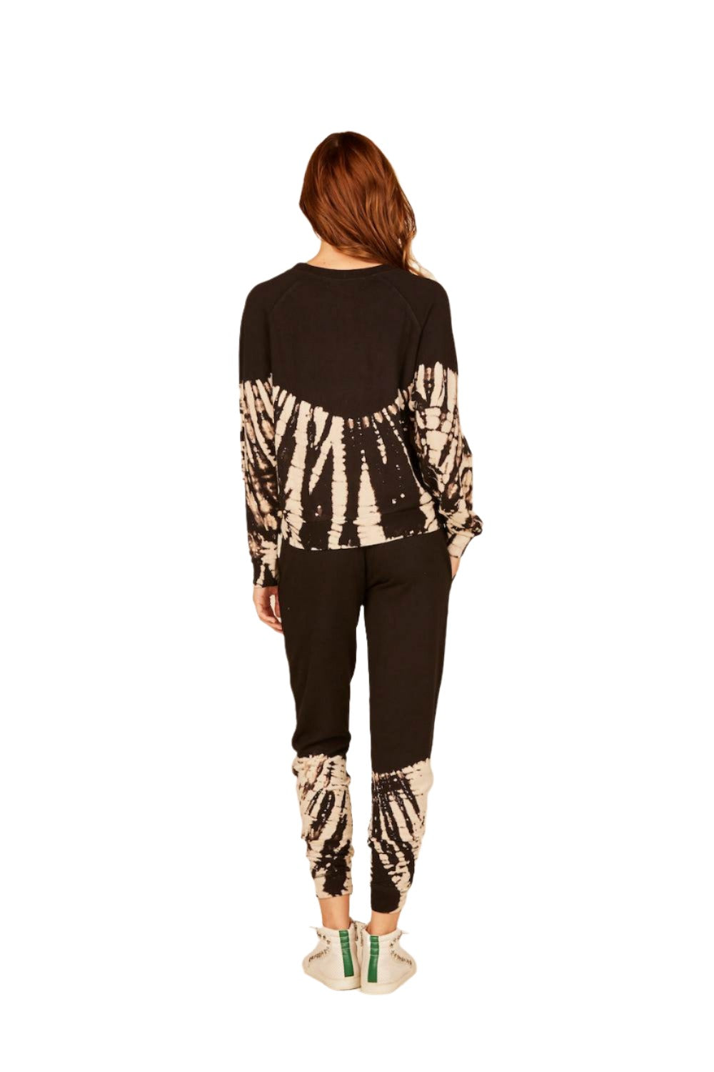 Vintage Havana Feather Tie Dye Jogger B8896 - Black/Ivory Tie Dye - rear alt view