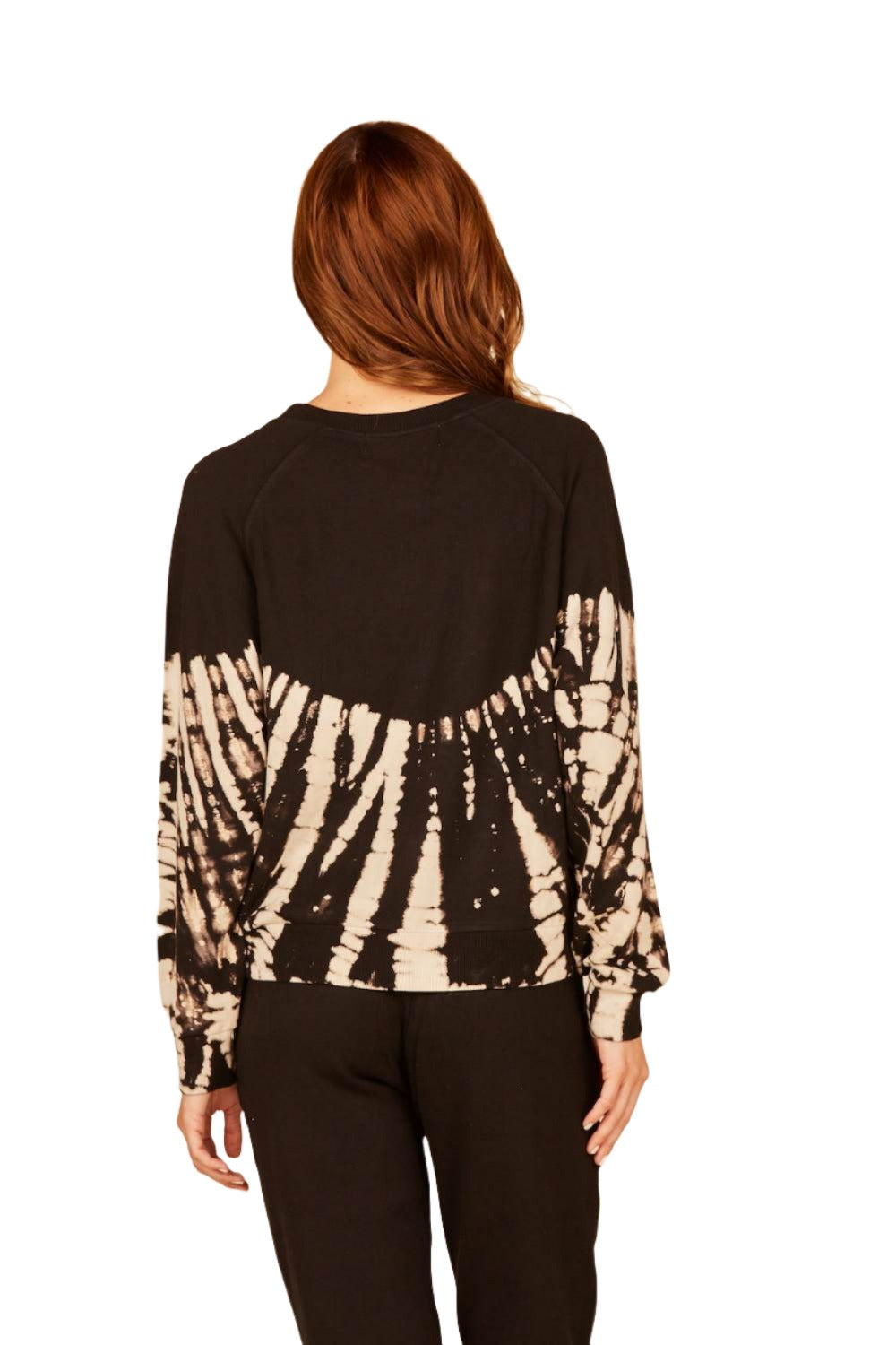 Vintage Havana Feather Tie Dye Crew B8895 - Black/Ivory Tie Dye - Back View