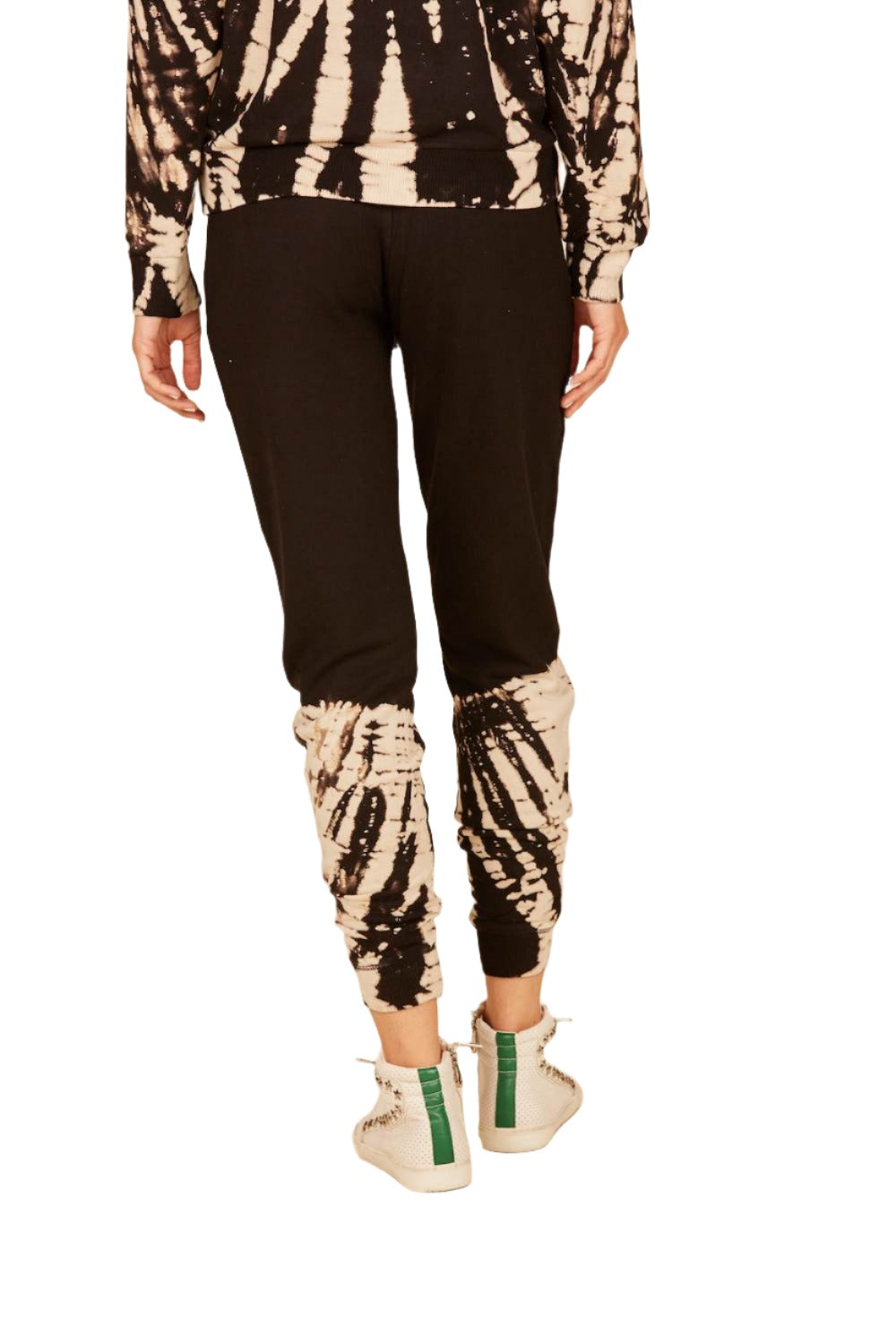 Vintage Havana Feather Tie Dye Jogger B8896 - Black/Ivory Tie Dye - rear view