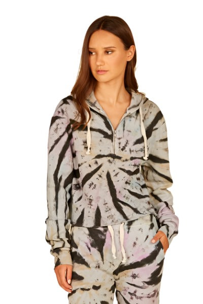 Vintage Havana Grunge Tie Dye Crop Hoodie B8899 - Grunge Tie Dye - front view