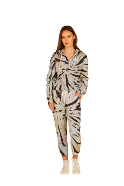 Vintage Havana Grunge Tie Dye Crop Hoodie B8899 - Grunge Tie Dye - front alt view