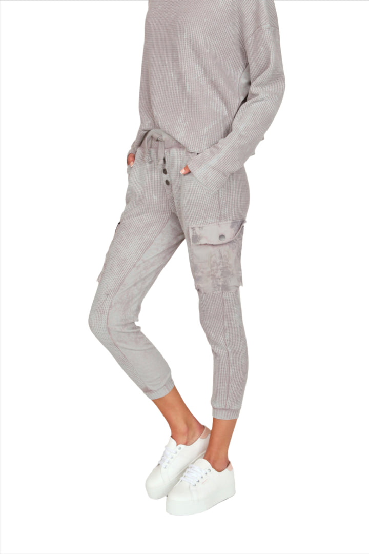 Vintage Havana Denim Thermal Combo Cargo Jogger B9879 - Raindrop - Side View