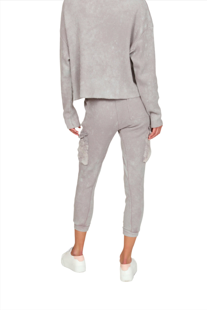 Vintage Havana Denim Thermal Combo Cargo Jogger B9879 - Raindrop - Back View