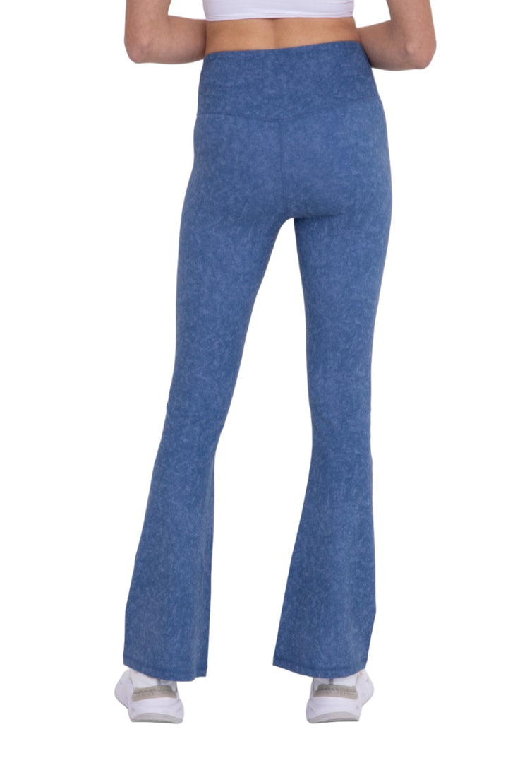 Mono B Muted Watercolor Flared Legging BP626 - Blue - Back View