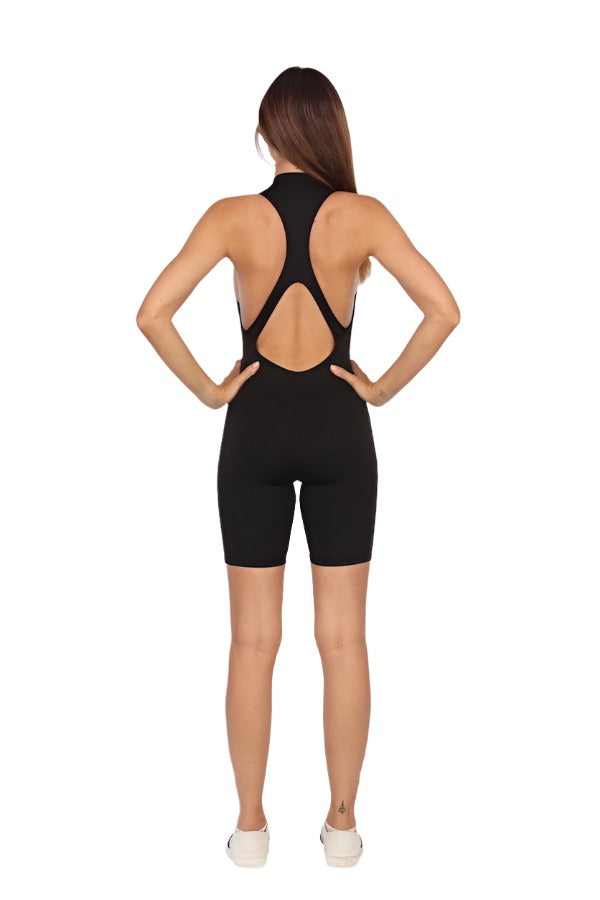 Fitwear Diamond Back Jumpsuit - Black - Back Full View