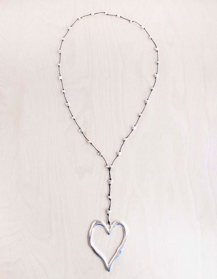 Bali Queen Open Heart Necklace - Silver