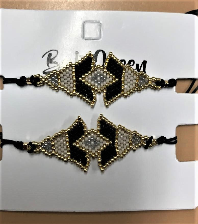 Bali Queen Seed Bead Friendship Bracelet - Black/White