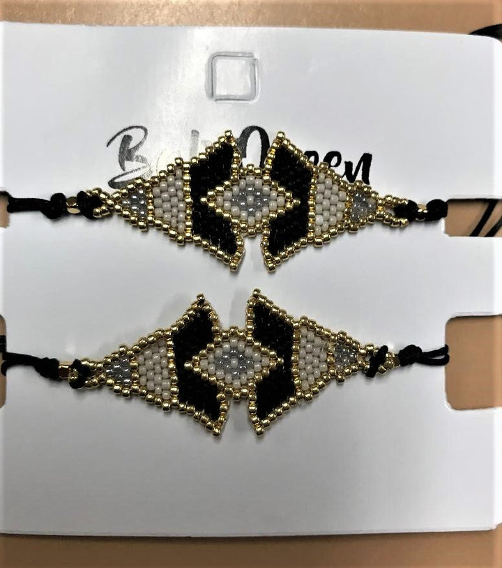 Bali Queen Seed Bead Friendship Bracelet - Black/White