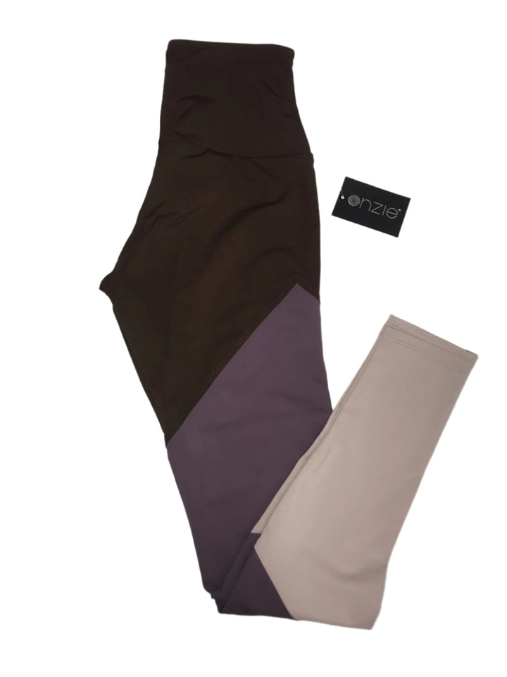 Onzie High Rise Track Legging 2046 - Brown Combo - front view