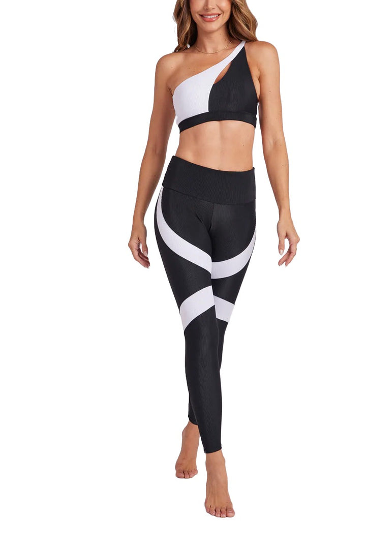Onzie Flow Cadence Legging 2274 - Black White Combo - Front Full View
