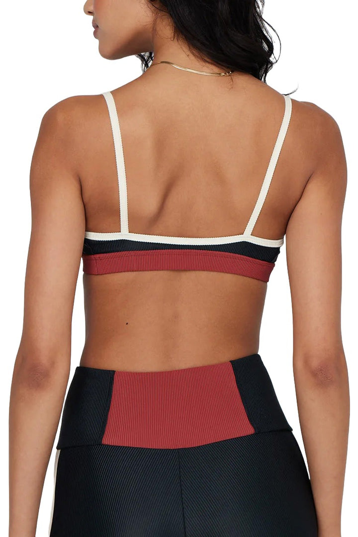 Onzie Yoga Colorblock Swim Bra Top 3790 - Black/White/Pinecone - Back View