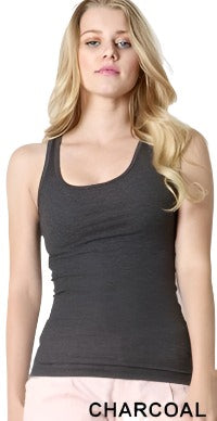 Zenana Racer Ribbed Knit Tank T1159 - charcoal - front  view