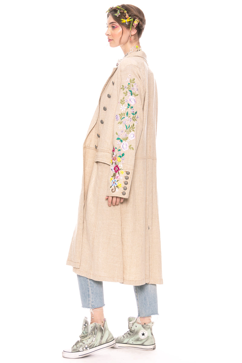 Aratta Silent Journey Cherish Linen Coat Tan