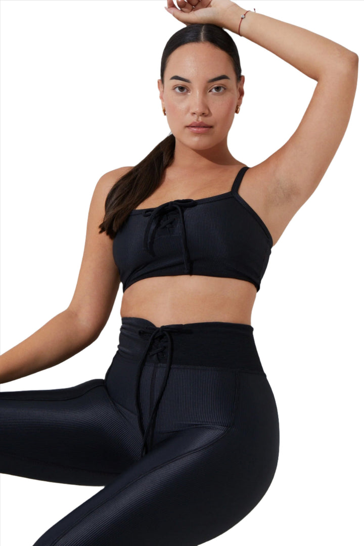 FINAL SALE! Noli Courtside Bra - Black - Front Sitting View