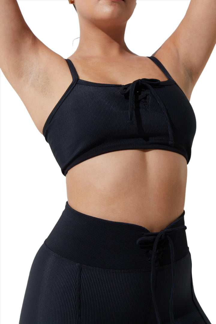 FINAL SALE! Noli Courtside Bra - Black - Front Rear View