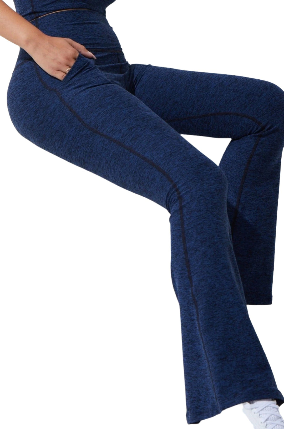 FINAL SALE! Noli Curve Flair Legging - Navy Heather - Side View