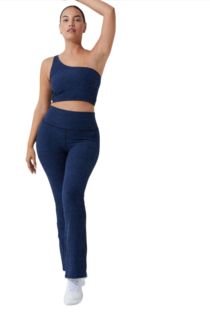 FINAL SALE! Noli Curve Flair Legging - Navy Heather - Front Full View