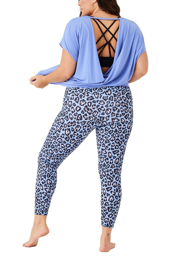 Onzie Hot Yoga Wear Drop Back Top 3056 - Periwinkle - Back View