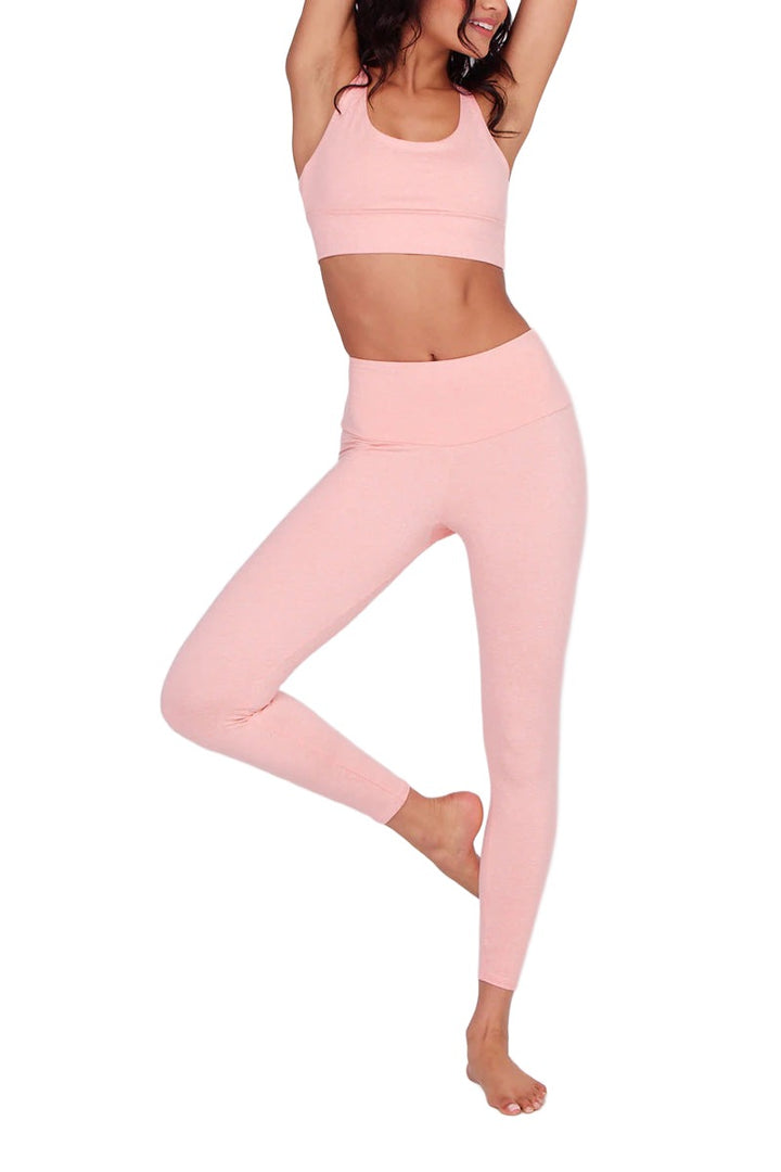 Onzie Eco Luxe Legging 2286 and Plus - Peach Quartz - Full View