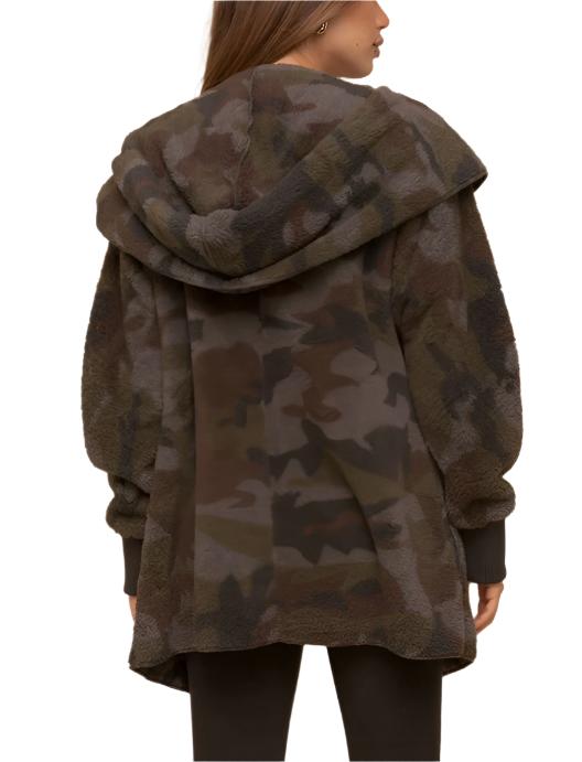 Hem & Thread Camo Print Fur Open Jacket 8433F -  rear view
