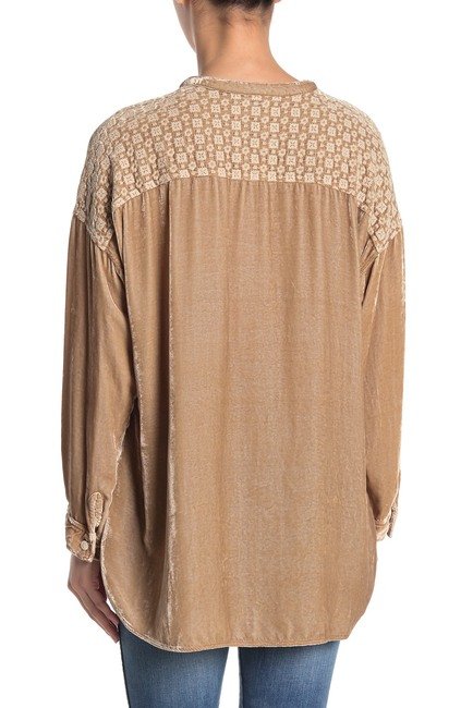 Johnny Was Halle Velvet Embroidered Blouse - Beige - Back View